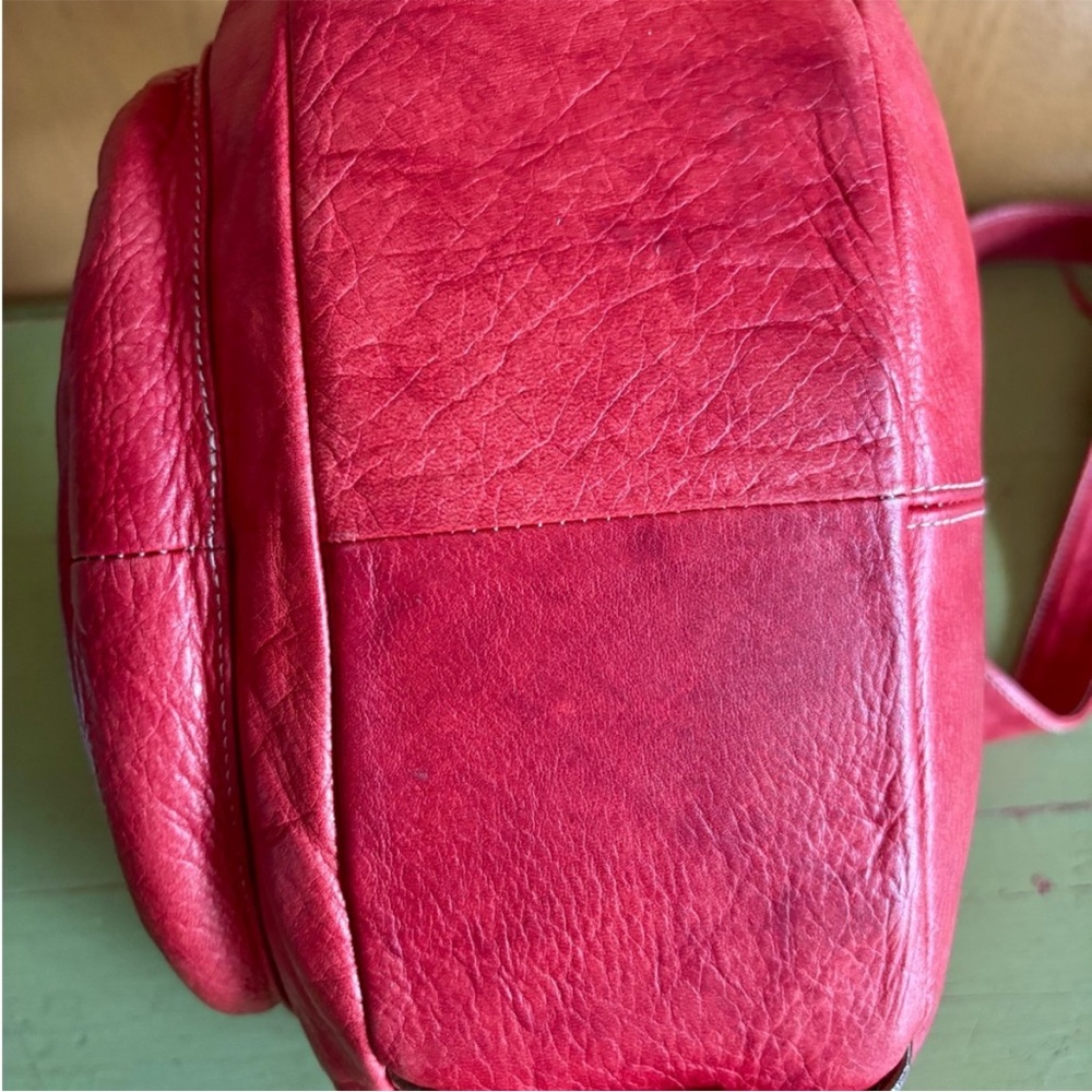 🎁SALE! VERA PELLE Red Leather Hobo Bag-Made in Italy - Picture 5 of 10